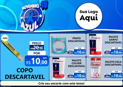 Modelo de Encarte para Encarte A4 Horizontal com o tema Novembro Azul para Embalagens