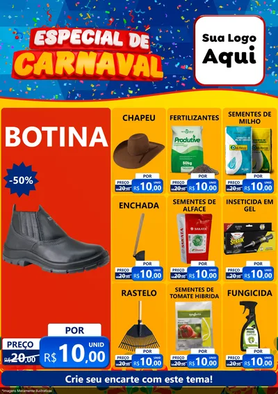 Modelo de Encarte para Encarte A4 Vertical com o tema Especial de Carnaval para Agropecuária