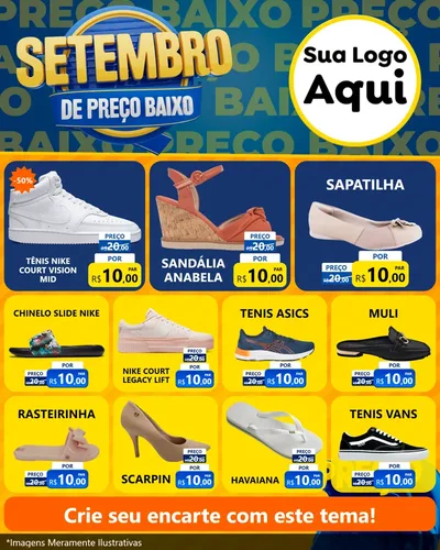 Modelo de Rede Social para Feed Instagram com o tema Setembro De Preço Baixo para Calçados