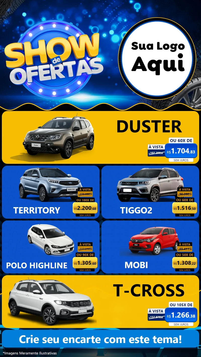 Modelo de TV para TV Vertical com o tema Show de Ofertas para Concessionaria de Carros
