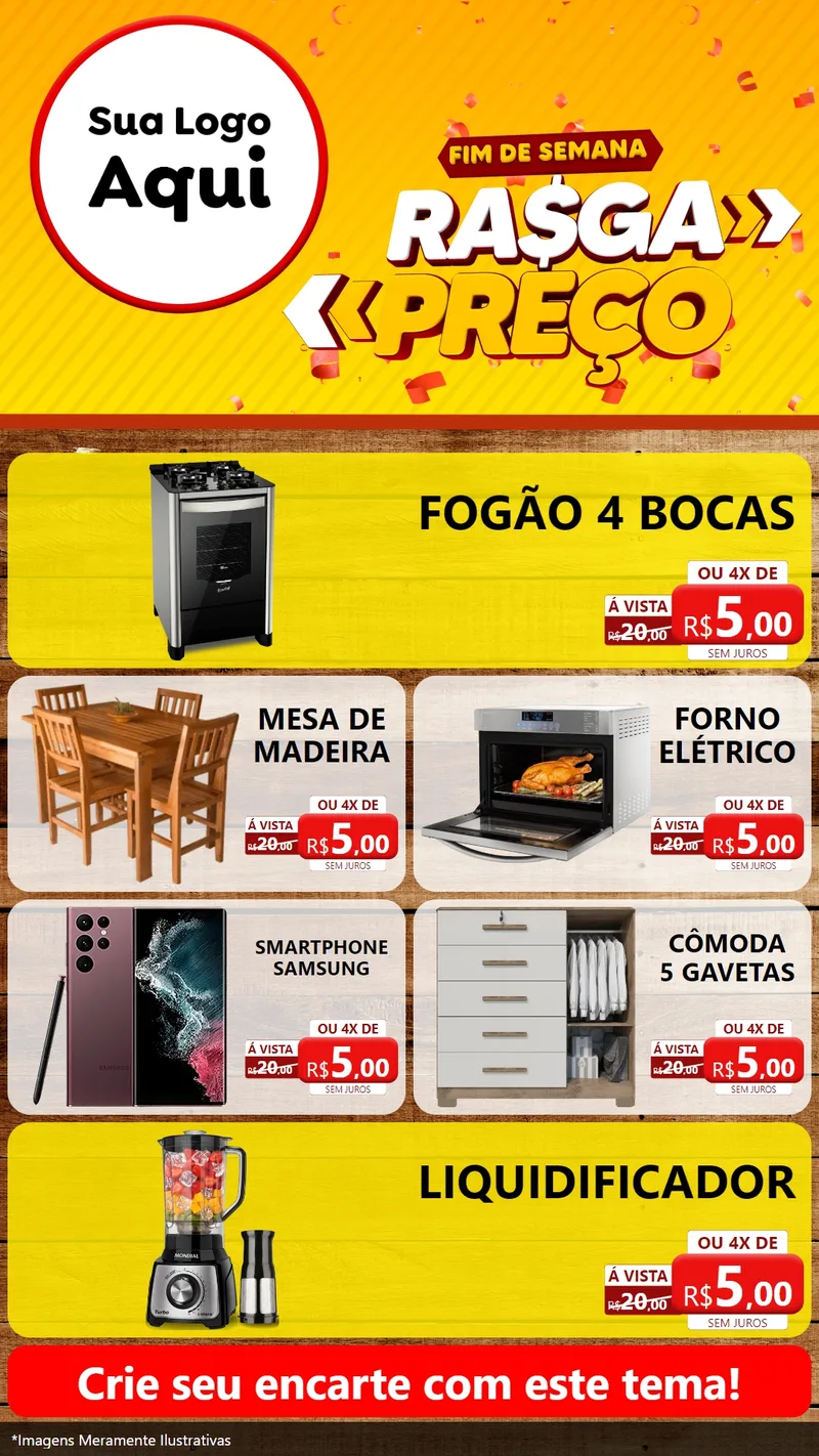 Modelo de TV para TV Vertical com o tema Fim de Semana Rasga Preços para Móveis e Eletro