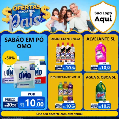 Modelo de Rede Social para Feed Facebook com o tema Ofertas do Dia dos Pais para Produtos de Limpeza