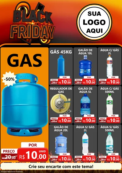 Modelo de Encarte para Encarte A4 Vertical com o tema Black Friday para Água e gás