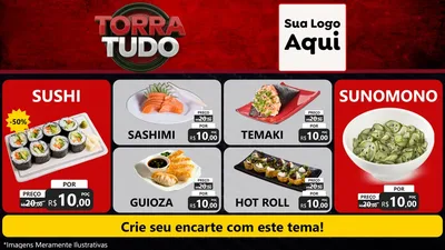 Modelo de TV para TV Horizontal com o tema Torra Tudo para Comida japonesa
