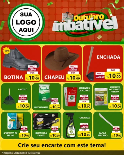 Modelo de Rede Social para Feed Instagram com o tema Outubro Imbatível para Agropecuária