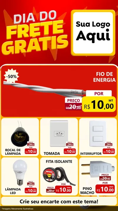 Modelo de Rede Social para Stories com o tema Dia do Frete Grátis para Materiais Elétricos