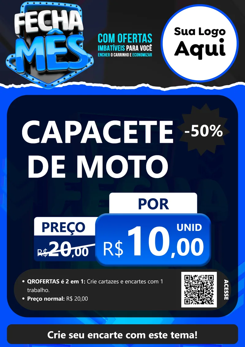 Modelo de Cartaz para Cartaz A4 Vertical com o tema Fecha Mês para Moto peças