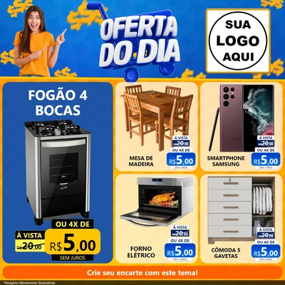 Modelo de Rede Social para Feed Facebook com o tema Oferta do Dia para Móveis e Eletro
