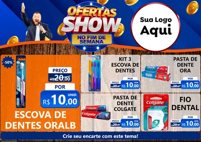 Modelo de Encarte para Encarte A4 Horizontal com o tema Ofertas Show No Fim De Semana para Higiene Pessoal