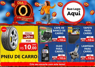 Modelo de Encarte para Encarte A4 Horizontal com o tema Dia O - O Dia Mais Barato Do Mês para Auto peças