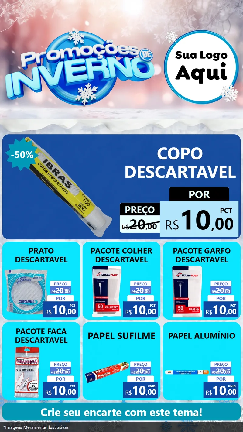 Modelo de Rede Social para Stories com o tema Promoções de Inverno para Embalagens