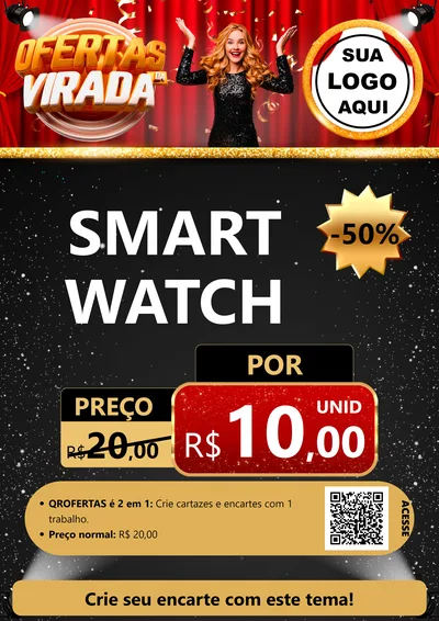 Modelo de Cartaz para Cartaz A4 Vertical com o tema Ofertas da Virada para Informática