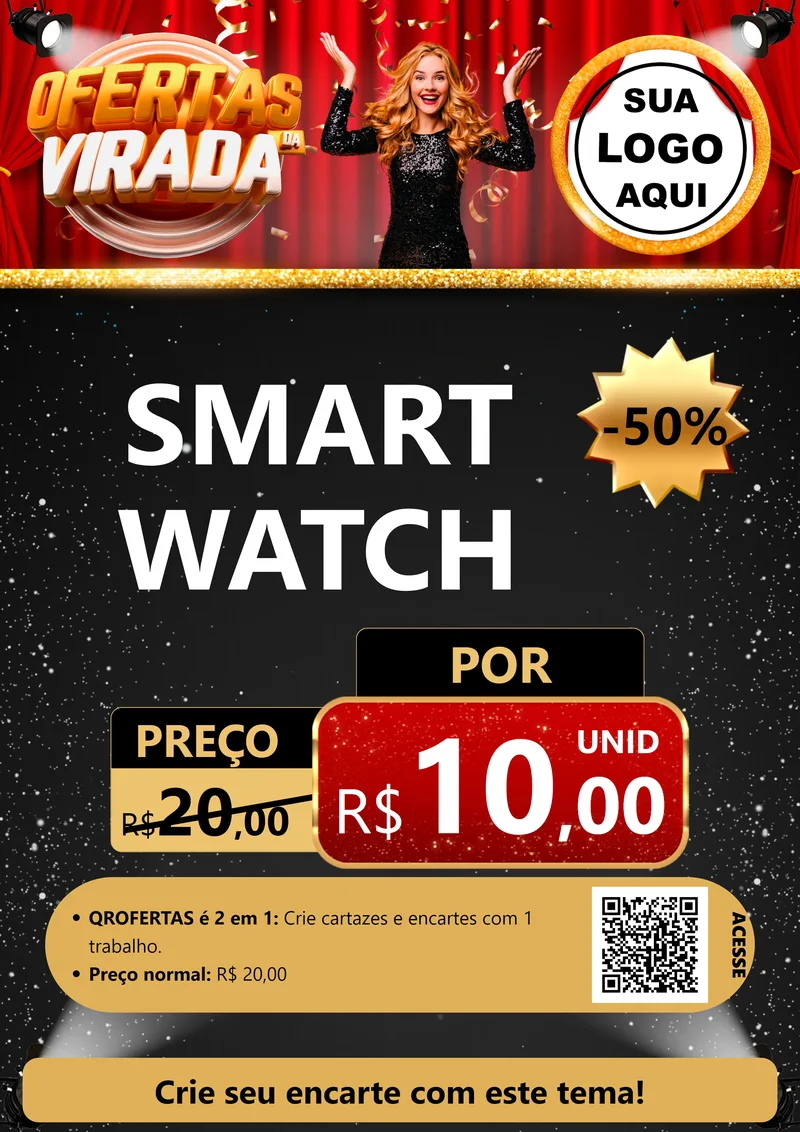 Modelo de Cartaz para Cartaz A4 Vertical com o tema Ofertas da Virada para Informática