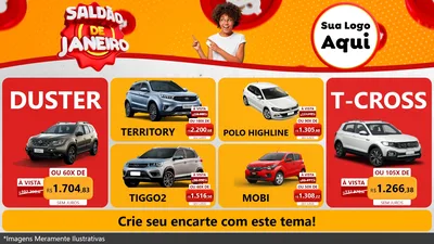 Modelo de TV para TV Horizontal com o tema Saldão de Janeiro para Concessionaria de Carros