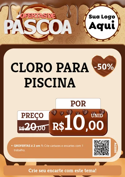 Modelo de Cartaz para Cartaz A4 Vertical com o tema Ofertas de Páscoa para Produtos para Piscina