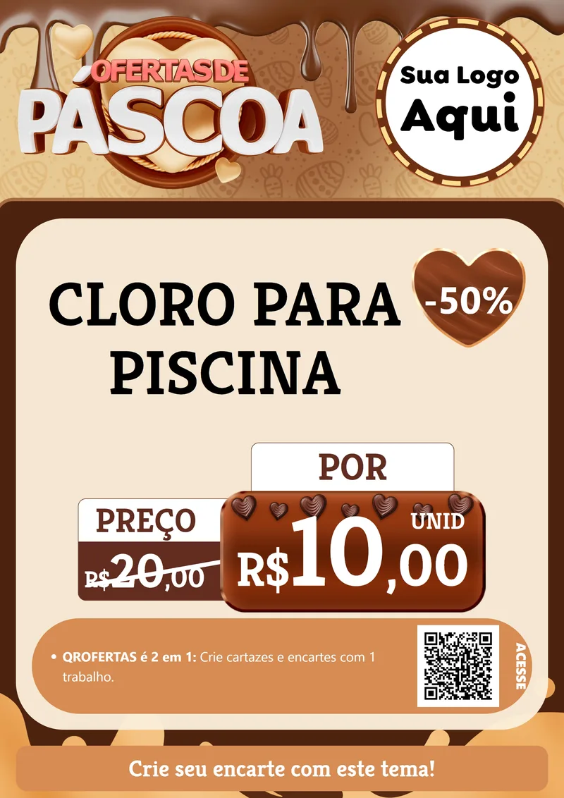 Modelo de Cartaz para Cartaz A4 Vertical com o tema Ofertas de Páscoa para Produtos para Piscina