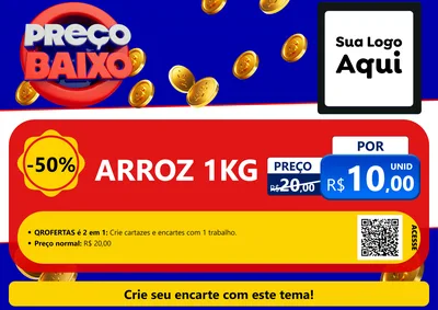 Modelo de Cartaz para Cartaz A4 Horizontal com o tema Preço Baixo para Supermercado