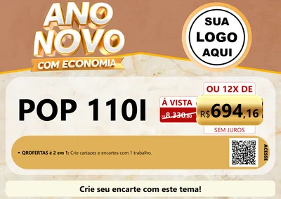 Modelo de Cartaz para Cartaz A4 Horizontal com o tema Ano Novo Com Economia para Concessionaria de Motos