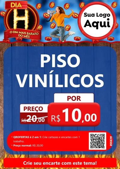 Modelo de Cartaz para Cartaz A4 Vertical com o tema Dia H - O Dia Mais Barato Do Mês para Material para Construção