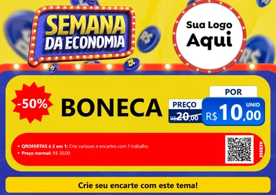 Modelo de Cartaz para Cartaz A4 Horizontal com o tema Semana da Economia para Brinquedos
