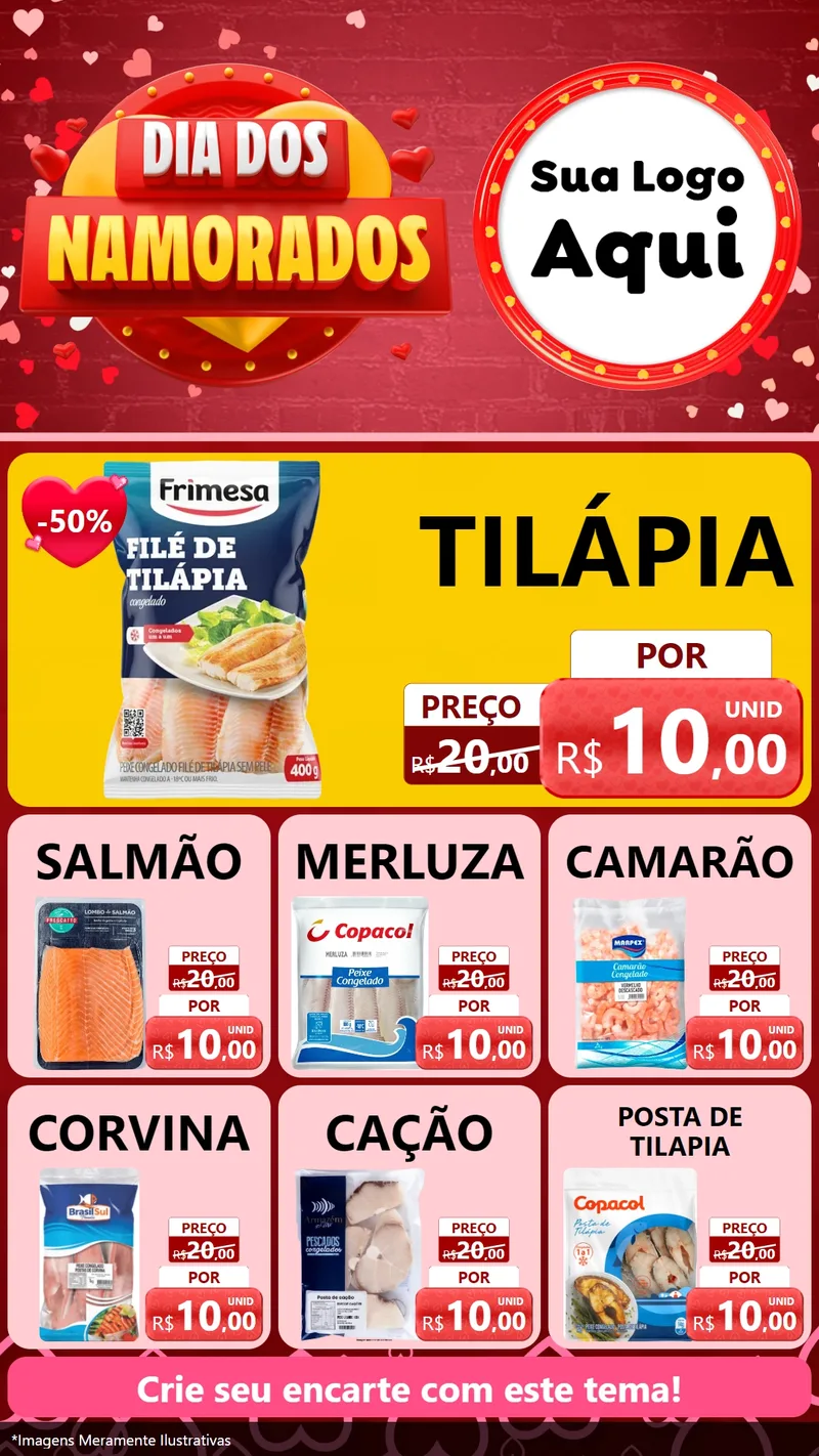Modelo de Rede Social para Stories com o tema Dia Dos Namorados para Peixaria