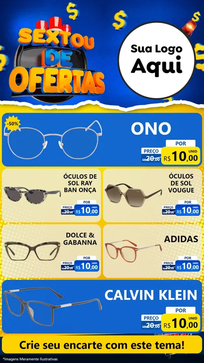 Modelo de TV para TV Vertical com o tema Sextou de Ofertas para Óticas