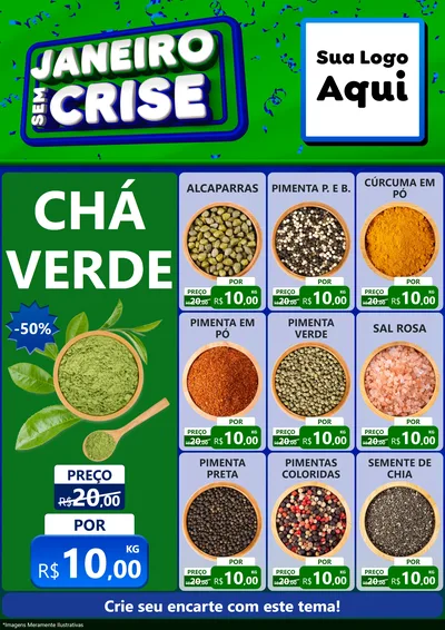 Modelo de Encarte para Encarte A4 Vertical com o tema Janeiro Sem Crise para Produtos Naturais