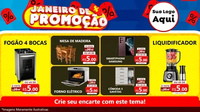 Modelo de TV para TV Horizontal com o tema Janeiro de Promoção para Móveis e Eletro