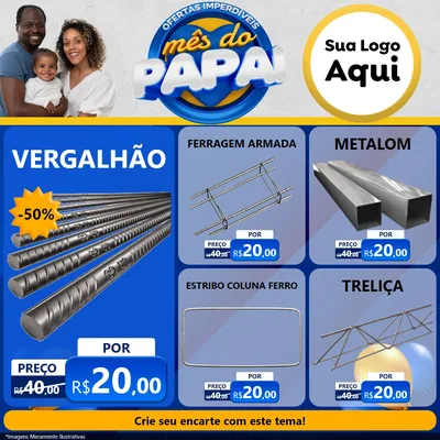 Modelo de Rede Social para Feed Facebook com o tema Ofertas Imperdíveis Mês Do Papai para Ferragens