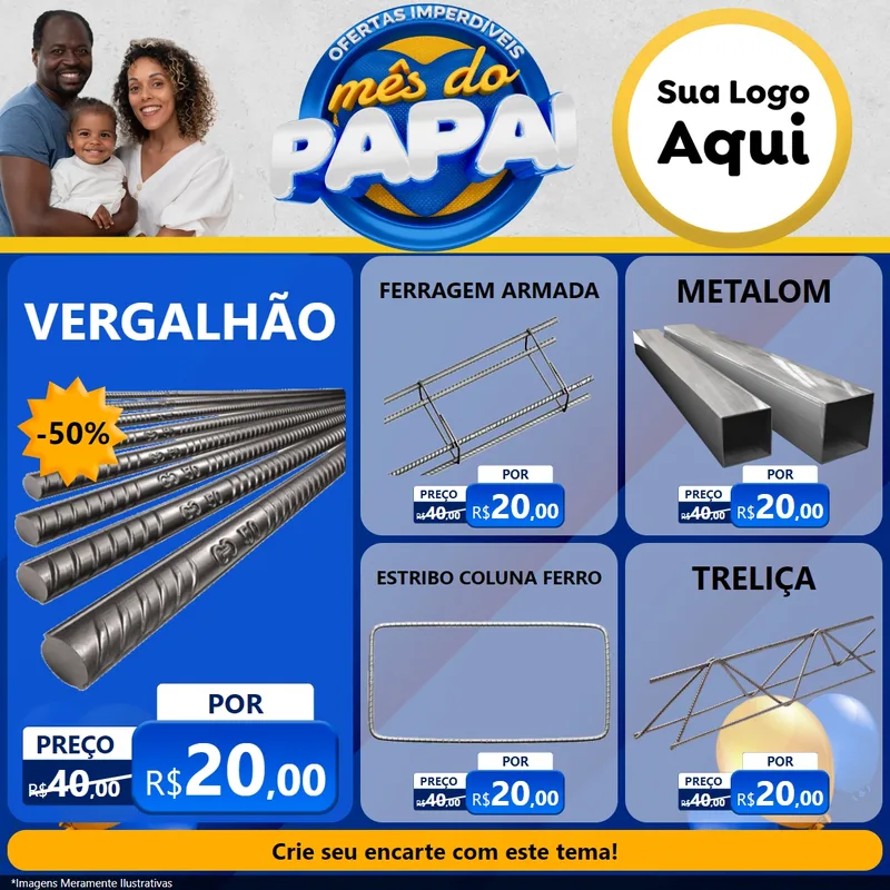 Modelo de Rede Social para Feed Facebook com o tema Ofertas Imperdíveis Mês Do Papai para Ferragens