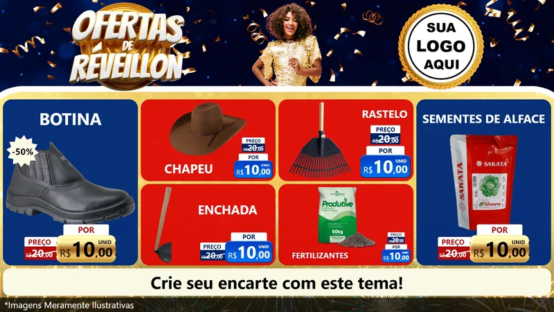 Modelo de TV para TV Horizontal com o tema Ofertas de Réveillon para Agropecuária