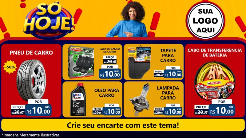 Modelo de TV para TV Horizontal com o tema Só Hoje! para Auto peças