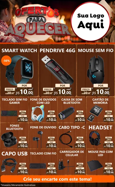 Modelo de Encarte para Encarte Grande com o tema Ofertas Para Aquecer para Informática