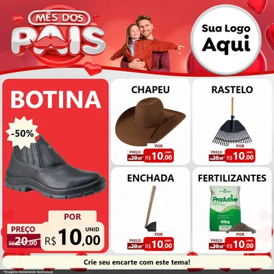 Modelo de Rede Social para Feed Facebook com o tema Mês dos Pais para Agropecuária