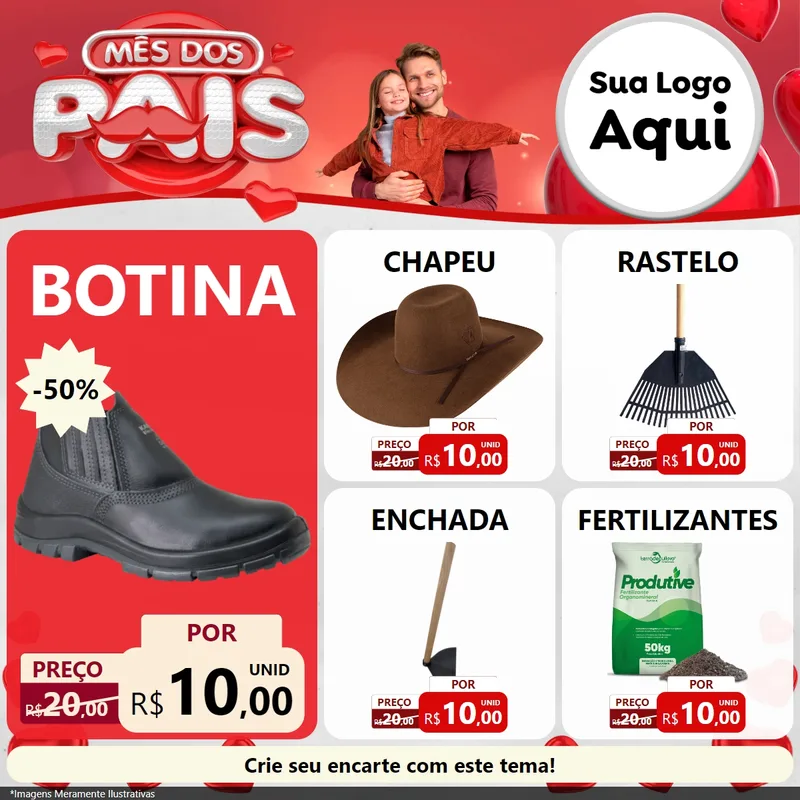 Modelo de Rede Social para Feed Facebook com o tema Mês dos Pais para Agropecuária