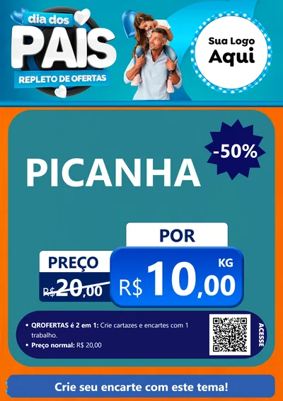 Modelo de Cartaz para Cartaz A4 Vertical com o tema Dia Dos Pais Repleto de Ofertas para Açougue