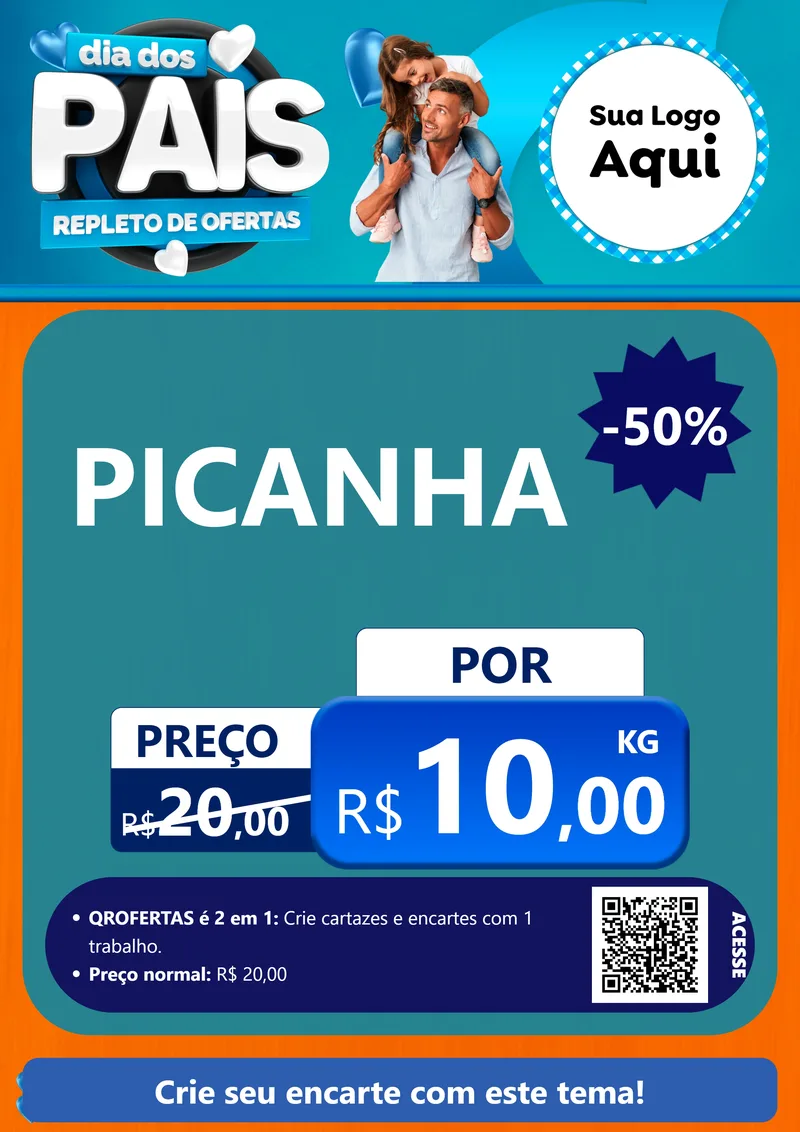 Modelo de Cartaz para Cartaz A4 Vertical com o tema Dia Dos Pais Repleto de Ofertas para Açougue