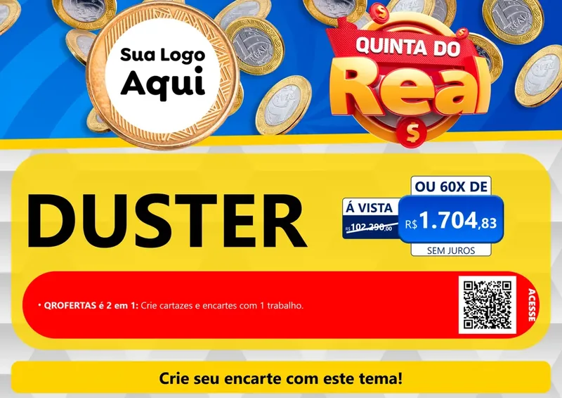 Modelo de Cartaz para Cartaz A4 Horizontal com o tema Quinta do Real para Concessionaria de Carros