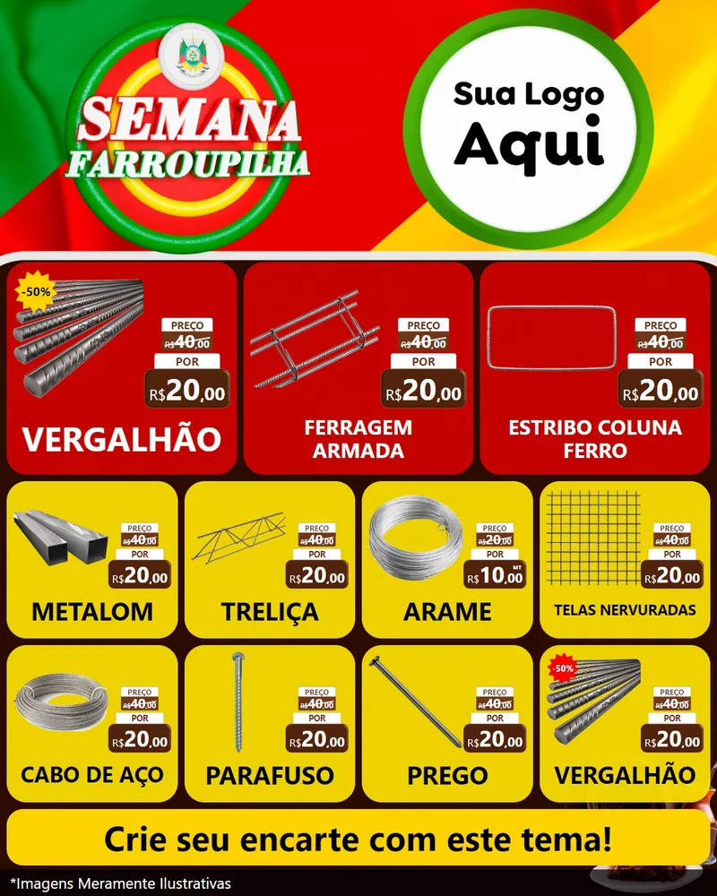 Modelo de Rede Social para Feed Instagram com o tema Semana Farroupilha para Ferragens