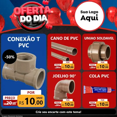 Modelo de Rede Social para Feed Facebook com o tema Oferta do Dia para Tubos e conexões