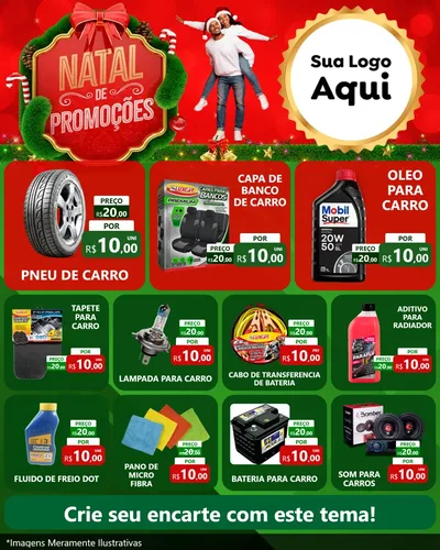 Modelo de Rede Social para Feed Instagram com o tema Natal de Promoções para Auto peças