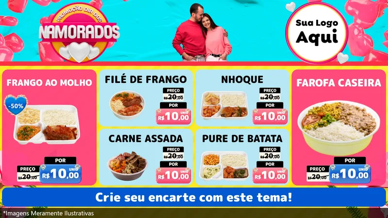 Modelo de TV para TV Horizontal com o tema Promoção Dia dos Namorados para Restaurante