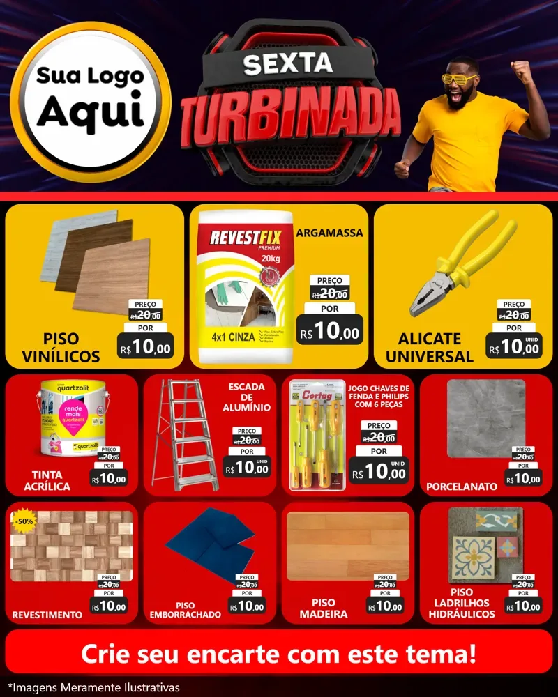 Modelo de Rede Social para Feed Instagram com o tema Sexta Turbinada para Material para Construção