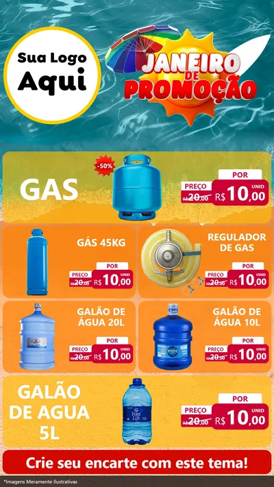 Modelo de TV para TV Vertical com o tema Janeiro de Promoção para Água e gás