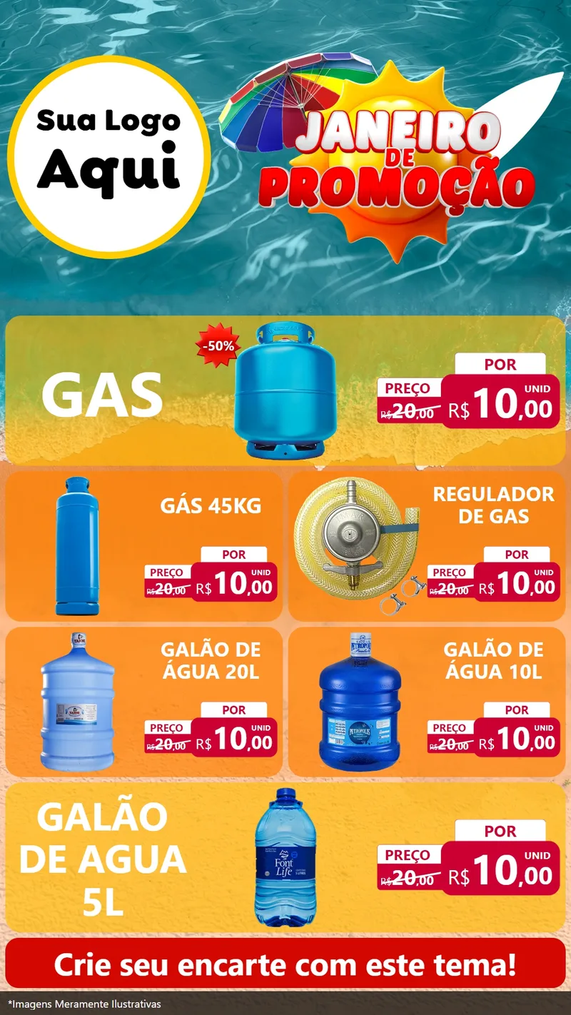 Modelo de TV para TV Vertical com o tema Janeiro de Promoção para Água e gás