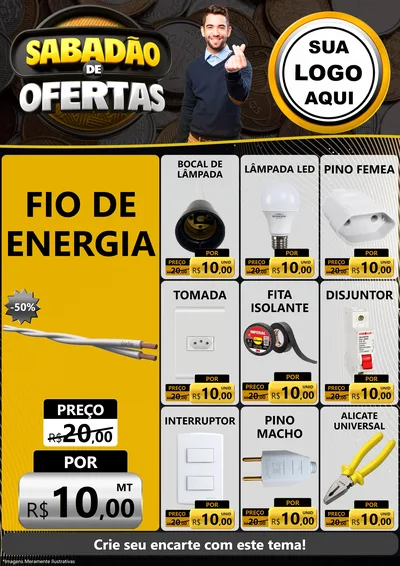 Modelo de Encarte para Encarte A4 Vertical com o tema Sabadão de Ofertas para Materiais Elétricos