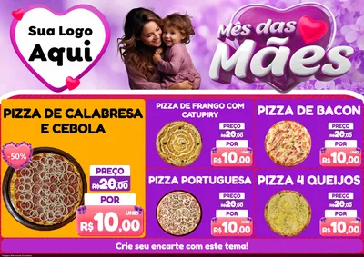 Modelo de Encarte para Encarte A4 Horizontal com o tema Mês das Mães para Pizzaria