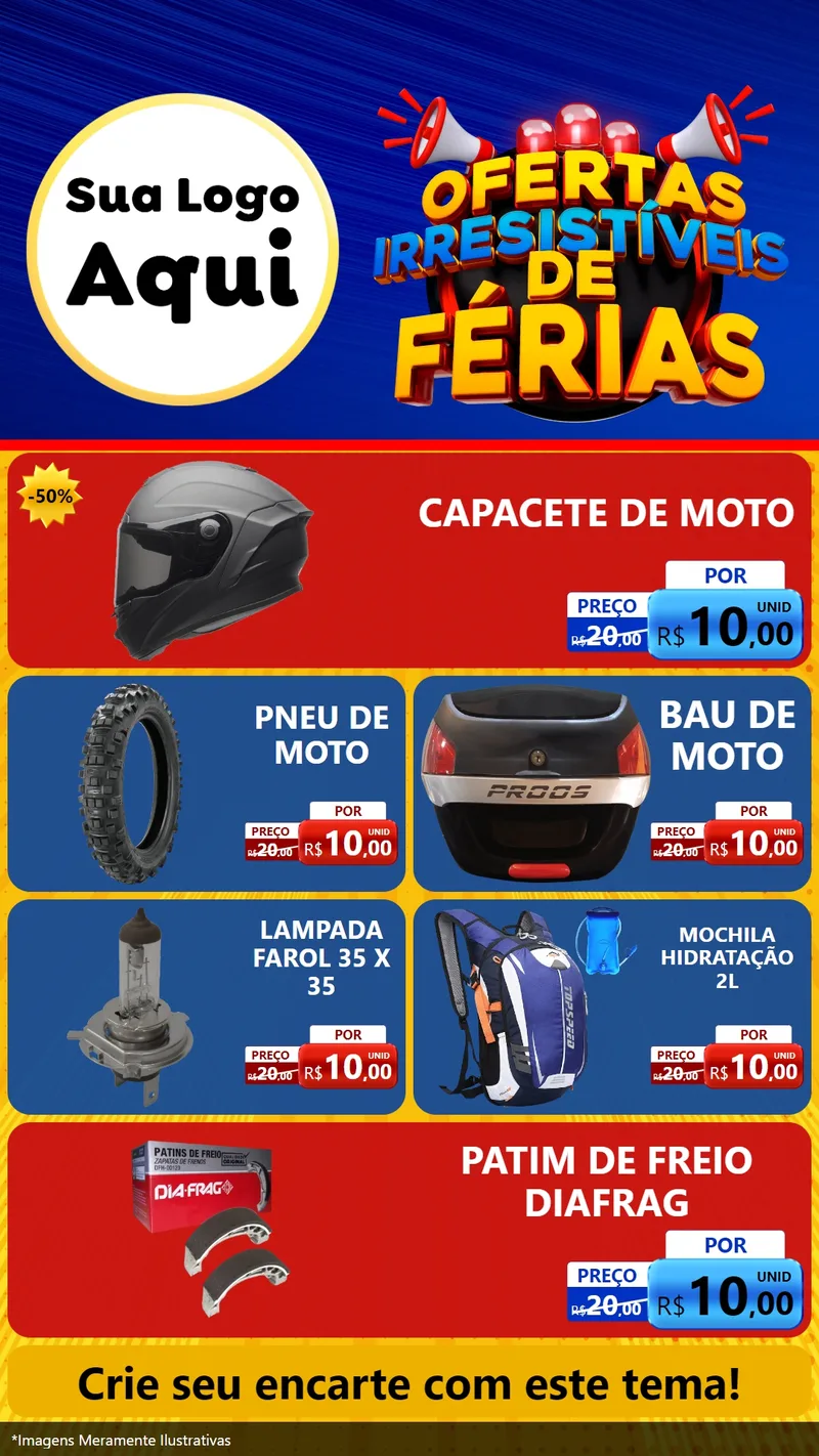 Modelo de TV para TV Vertical com o tema Ofertas Irresistíveis de Férias para Moto peças