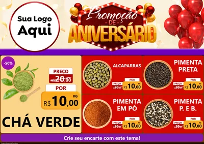 Modelo de Encarte para Encarte A4 Horizontal com o tema Promoção de Aniversário para Produtos Naturais