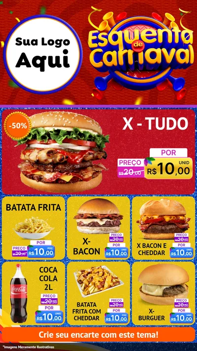 Modelo de Rede Social para Stories com o tema Esquenta de Carnaval para Hamburgueria